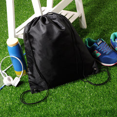 Widened and Long Black Drawstring Bag