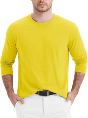 Men's Long Sleeve Shirts Cotton Crew Neck