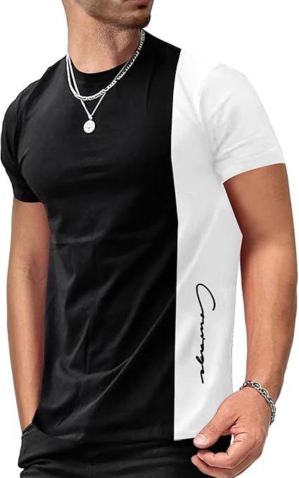 Men's Color Graphic Letter Print Short Sleeve T Shirt