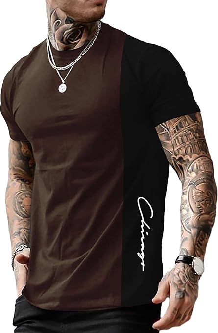 Men's Color Graphic Letter Print Short Sleeve T Shirt