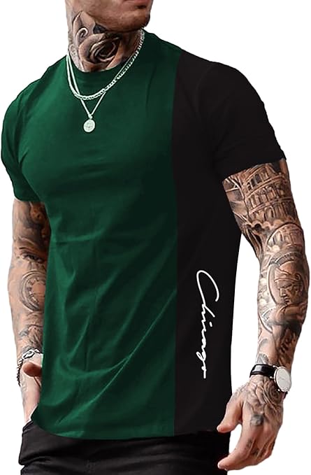 Men's Color Graphic Letter Print Short Sleeve T Shirt