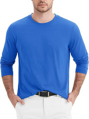 Men's Long Sleeve Shirts Cotton Crew Neck