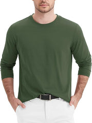 Men's Long Sleeve Shirts Cotton Crew Neck