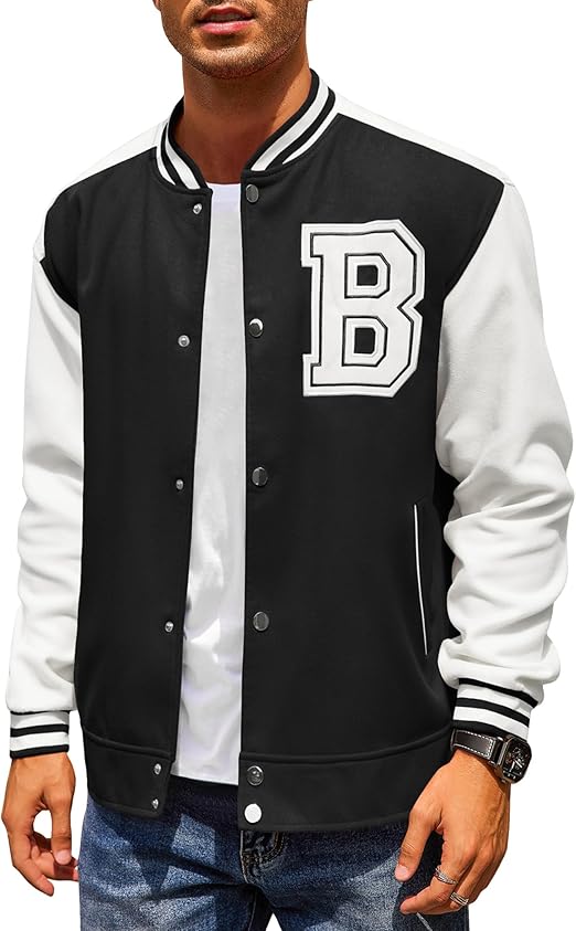 Wool Blend Letterman Men's Bomber Jacket