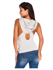 Cross-over Back T-shirt with Pocket Hood