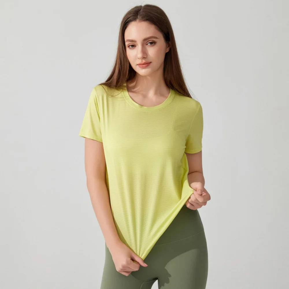 Women's Short Sleeve Yoga Top with Knot Back
